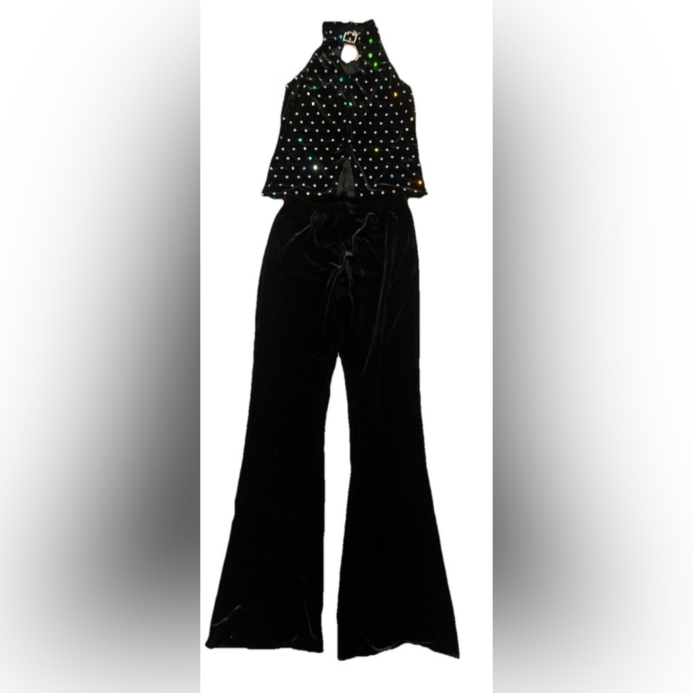 Kelle large adult velvet two piece black and sequin outfit